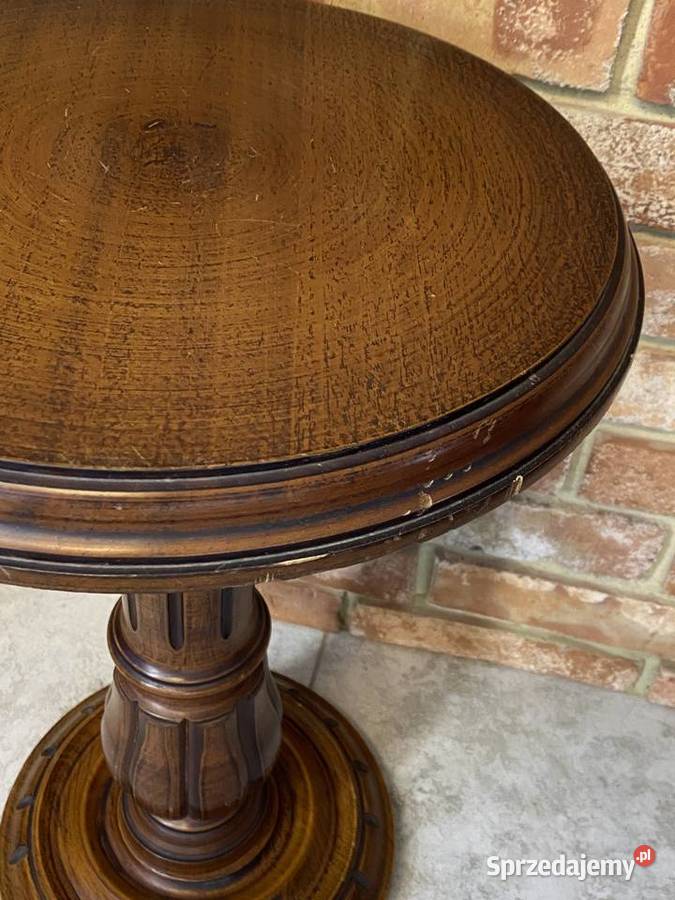 Stolik orzechowy kwietnik podstawa lite drewno wielkopolskie