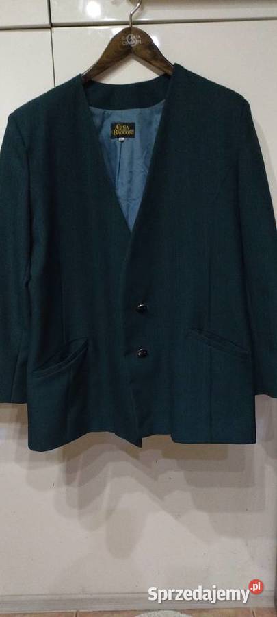 Żakiet damski ciemnozielony Inny materiał