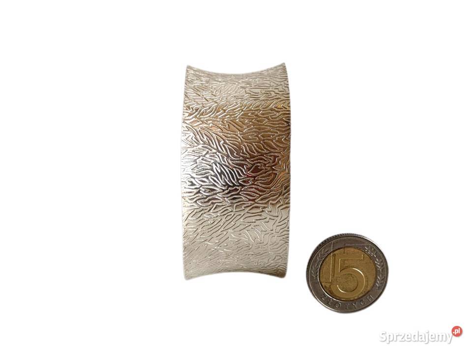 7553 Srebrna Szeroka Grawerowana Bangle Kędzierzyn-Koźle