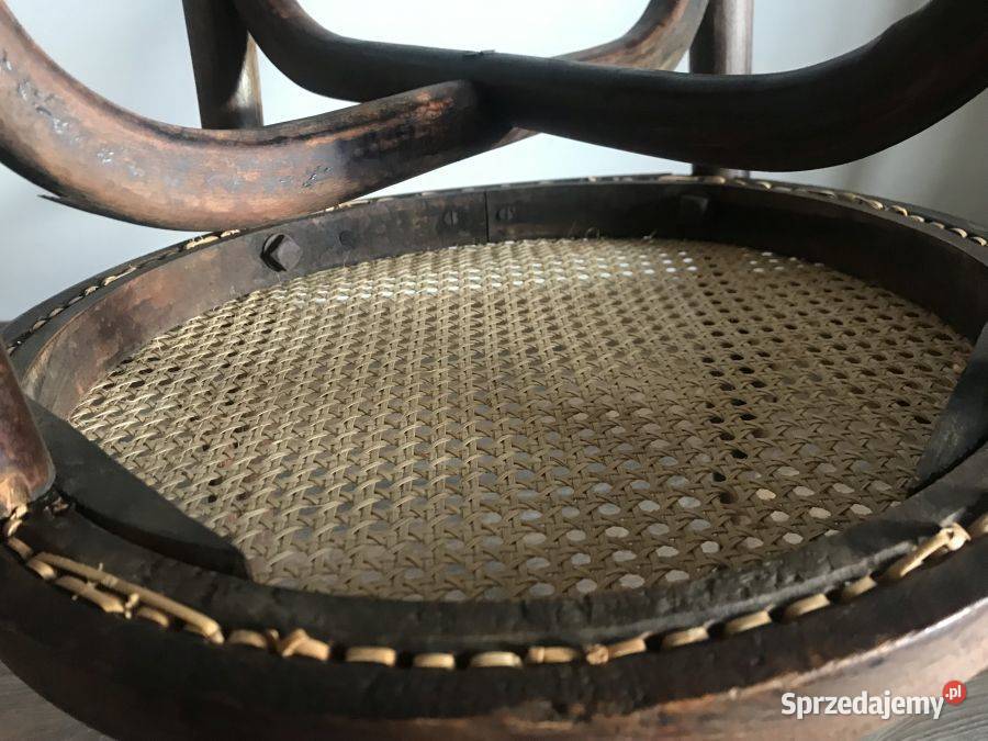 Stary hoker w stylu Thonet rafia 118.5cm Łódź