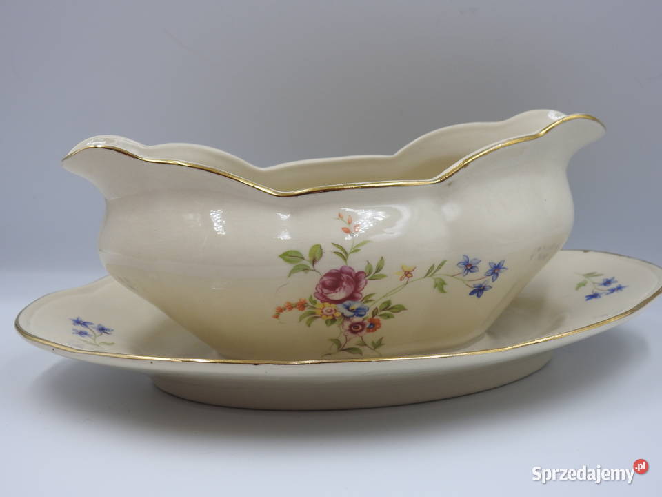 Piękna sosjerka z porcelany Chodzież lata 60 te Porcelana i szkło kujawsko-pomorskie