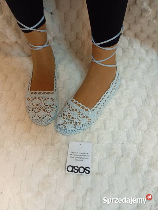 40 ASOS Niebieskie ażurowe baleriny na szeroką małopolskie Kraków