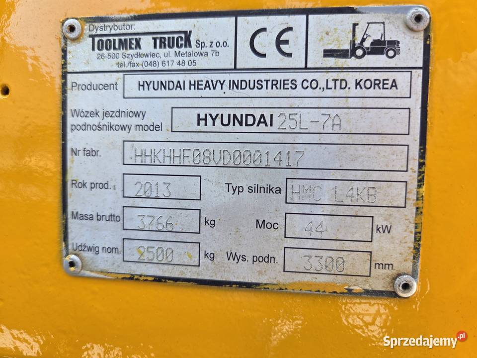 Wózek widłowy Hyundai 25L7A 100 sprawny Wózki widłowe