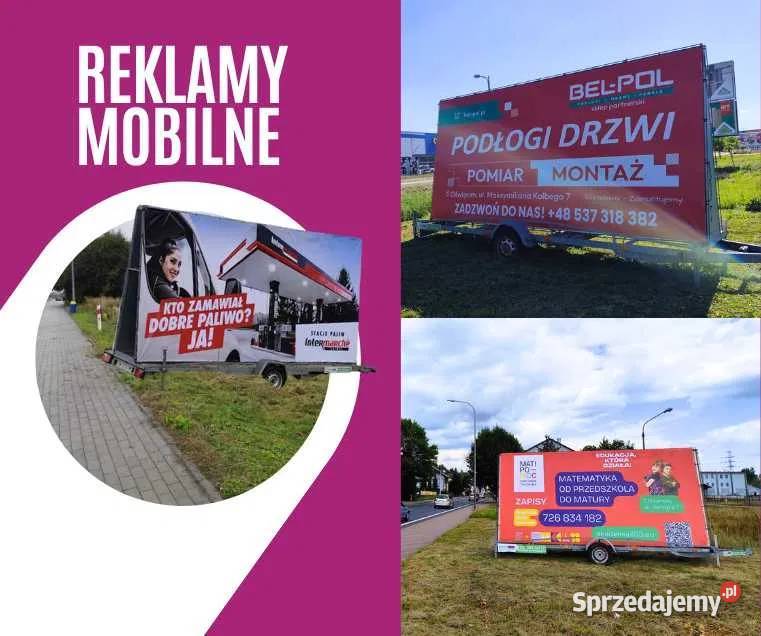 Billboard mobilny przyczepa REKLAMA idealna do Wynajem powierzchni reklamowej Bielsko-Biała reklama