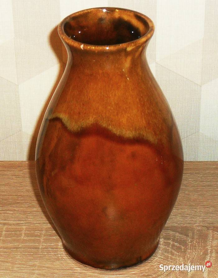 Wazon porcelitowy szkliwiony dekoracyjny brązowy Gliwice sprzedam