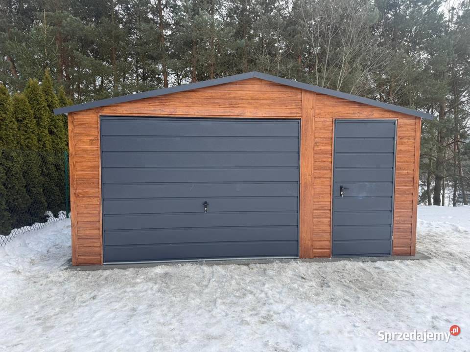 Garaż Blaszany 5x6 Drewnopodobny Złoty Dąb Bytom