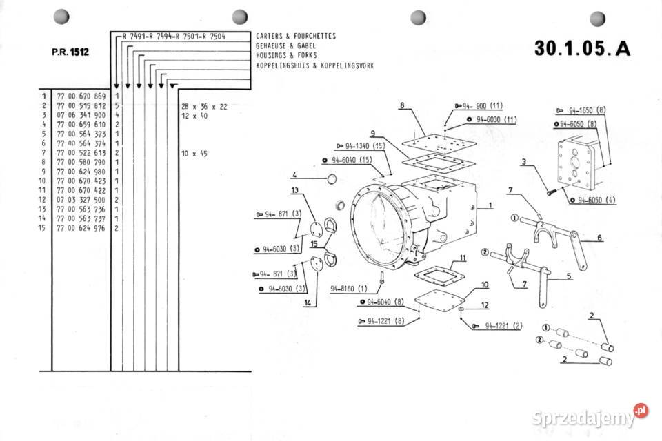 Katalog części Renault 681 6814 751s 7514s wielkopolskie sprzedam