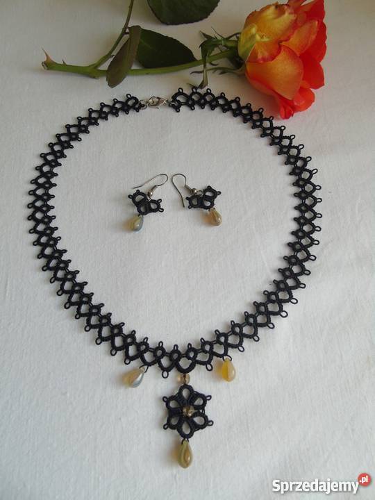 Biżuteria Frywolitkowa Wiśniowa