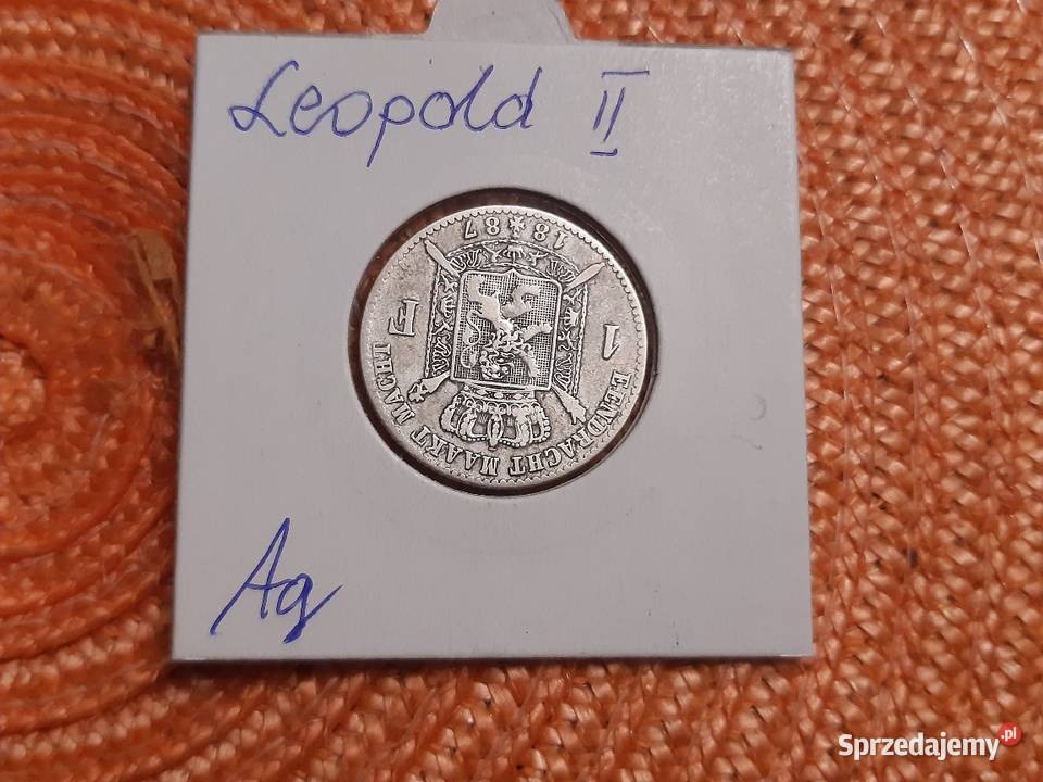 moneta srebrna Belgii z 1887r Łomża