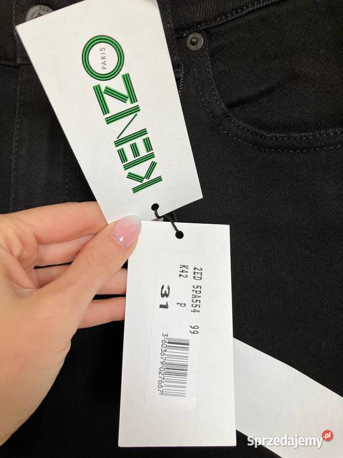 Nowe czarne luksusowe męskie jeansy Kenzo Nisko