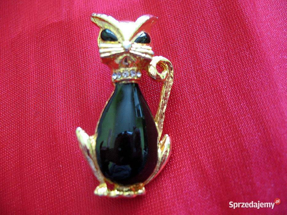 Broszka KOT metal emaliowany Vintage Gontie mazowieckie Siedlce
