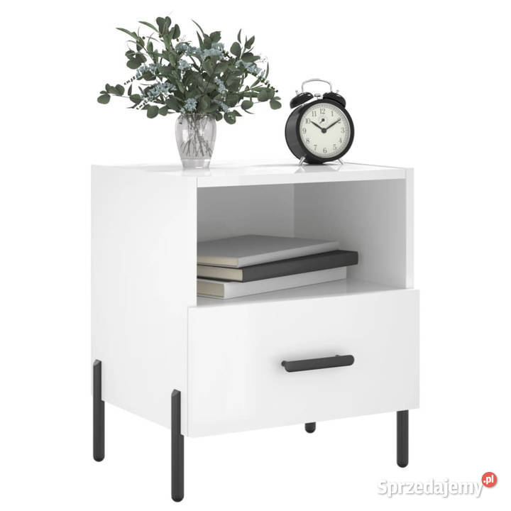 Szafki nocne 2 białe wysoki połysk 40x35x475 Nocne Warszawa