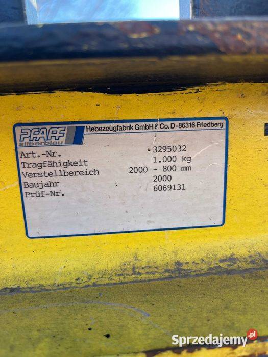 Trawers trawersa regulowany PFAFF 2000mm 1000 Tuliszków
