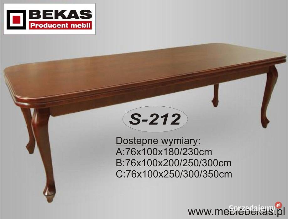 Stylowy Solidny Dębowy Stół S-212 200cm+2x50cm Bekas Meble