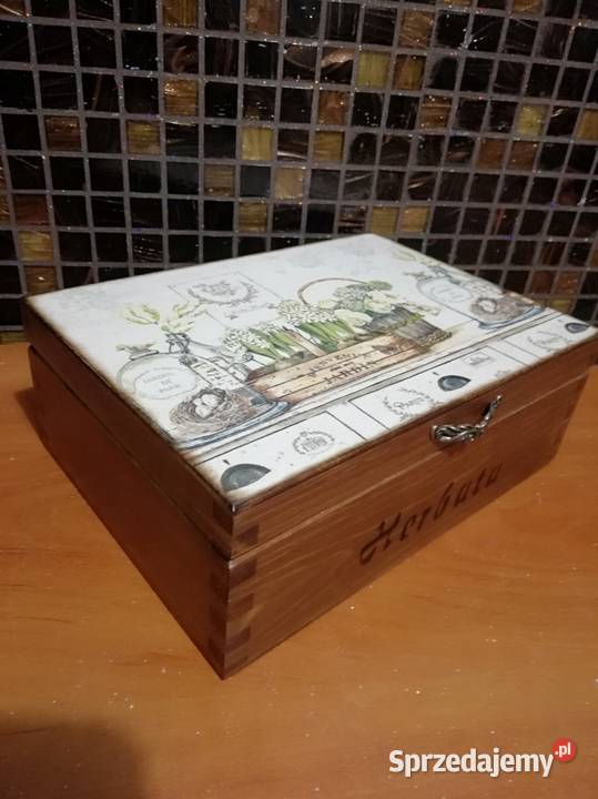 Herbaciarka vintage pudełko na herbatę decoupage opolskie Kędzierzyn-Koźle