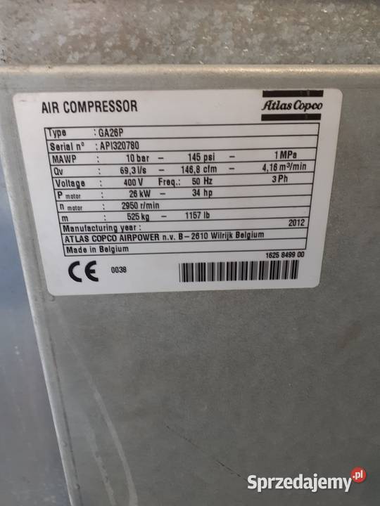 Sprężarka śrubowakompresor Atlas Copco GA26 P 26 Narzędzia warsztatowe