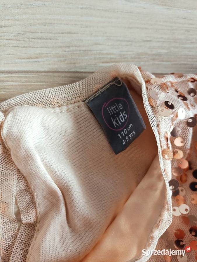Sukienka dziewczęca złoto beżowa w cekiny 110 mazowieckie Płock