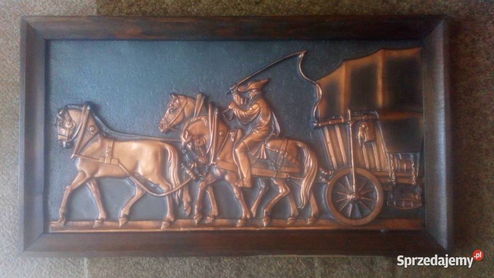 OBRAZ PŁASKORZEŹBA Dyliżans z woźnicą