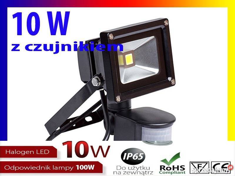 Halogen 10w Led Z Czujnikiem Ruchu Barwa Biala Zimna 100w