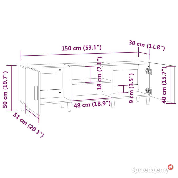 Szafka pod telewizor dąb sonoma 150x30x50 Warszawa