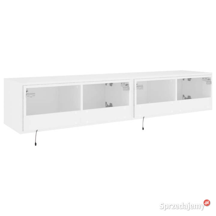 Ścienne szafki TV z LED 2 białe 80x35x31 mazowieckie Warszawa