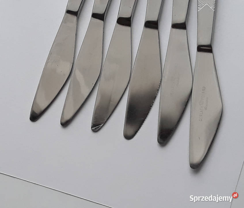 Noże obiadowe 1 ROŚLINNY Gerlach sztućce PRL śląskie
