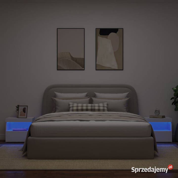 Szafki nocne z oświetleniem LED 2 białe 50x40x45 Warszawa