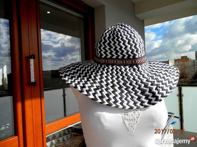 Kapelusz Atmosphere Duże Rondo CzarnoBiałe Dla kobiet Łomża