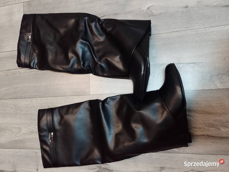 4243 Ekskluzywne czarne wygodne Kozaki kowbojki skóra ekologiczna Kraków