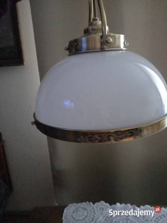 Wisząca mosiężna lampa z dużym kloszem łódzkie Skierniewice sprzedam