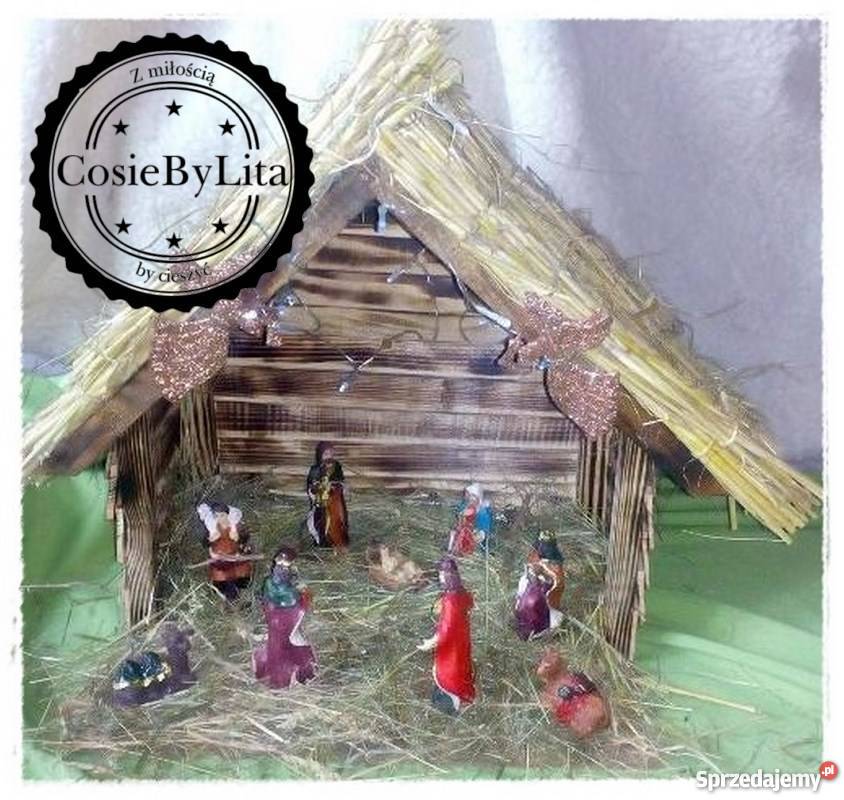 Szopka bożonarodzeniowa z figurkami Rękodzieło Krajno-Parcele