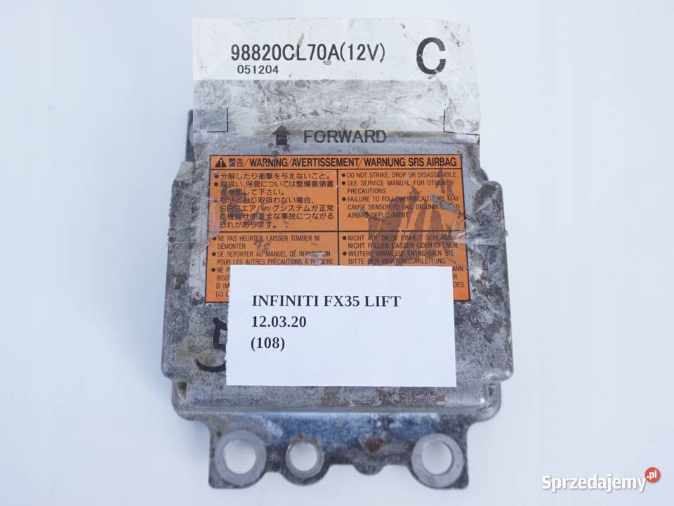 MODUŁ PODUSZEK AIRBAG INFINITI FX35 FX45 CL70A Nowy Tomyśl sprzedam