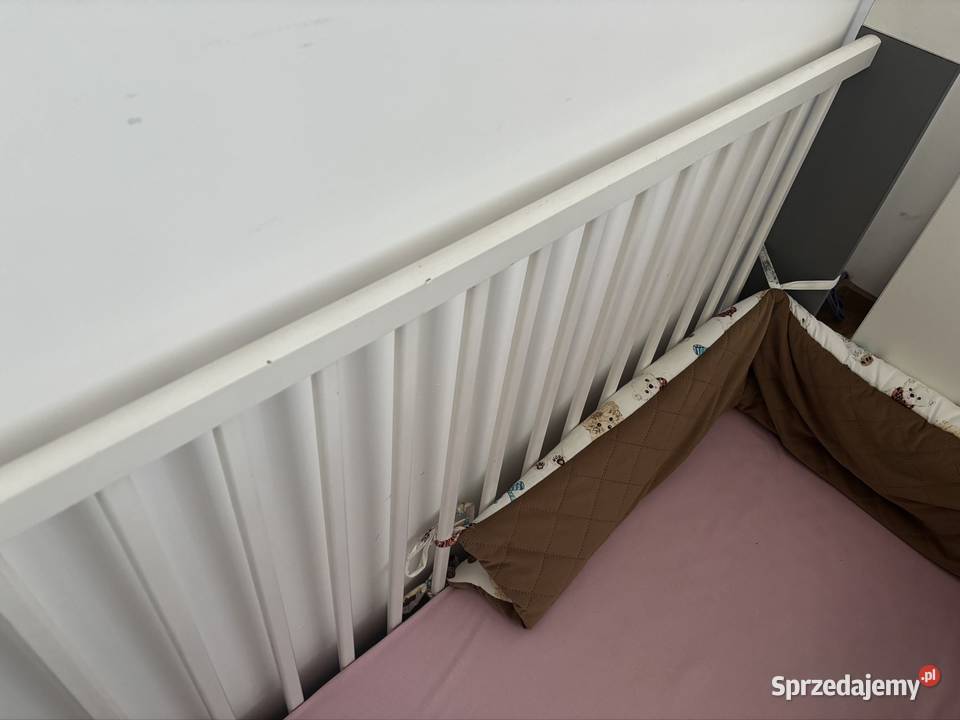 Łóżeczko dziecięce drewniane białe szare 120x60 mazowieckie Grodzisk Mazowiecki