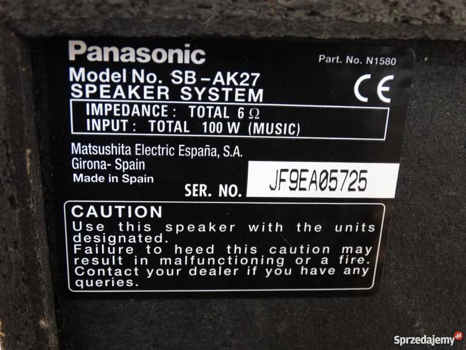 Kolumny Panasonic SBAK27 2 x 100 wat WYSYŁKA