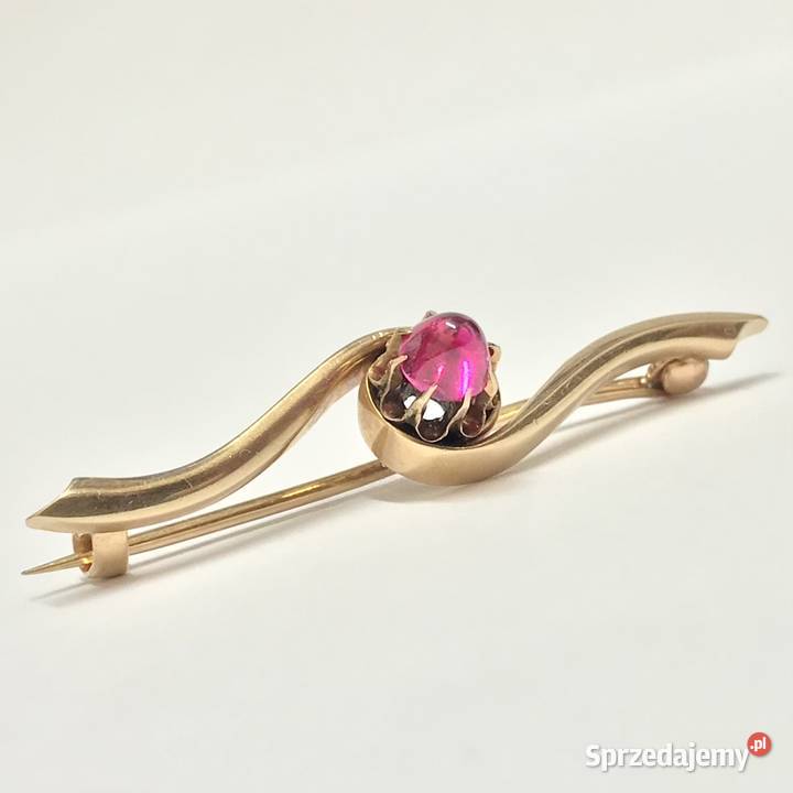 Złota BROSZKA 585 14K piękny AMETYST Art Dco Warszawa