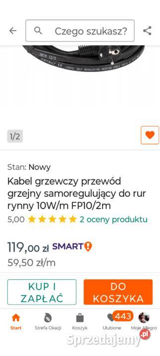 Kabel przewód grzejny z termostatem