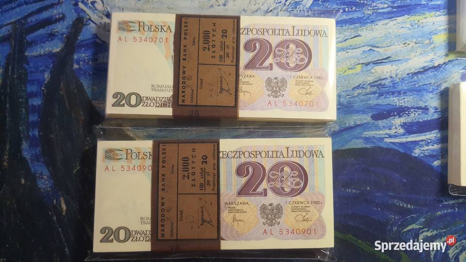 PACZKI 100 x 20 złotych 1982 UNC Warszawa