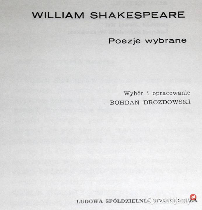 Poezje wybrane William Shakespeare Chełm