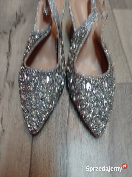 4344 Srebrne bogato zdobione czółenka wieczorowe małopolskie Kraków