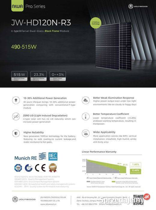 Panel fotowoltaiczny JOLYWOOD JWHD120NR3 500 W