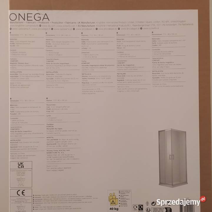 Kabina prysznicowa ONEGA ścianka boczna Warszawa