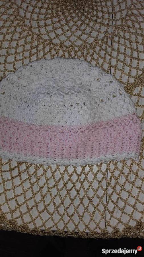 KORONKOWA AŻUROWA CZAPKA MELONIK Z BAWEŁNY Piła