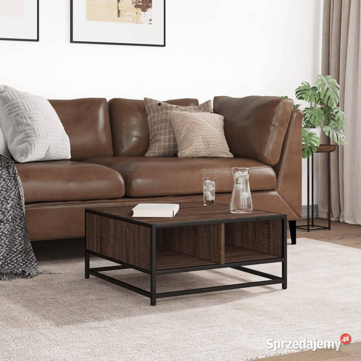 Stolik kawowy brązowy dąb 605x605x30 WM848768 Warszawa