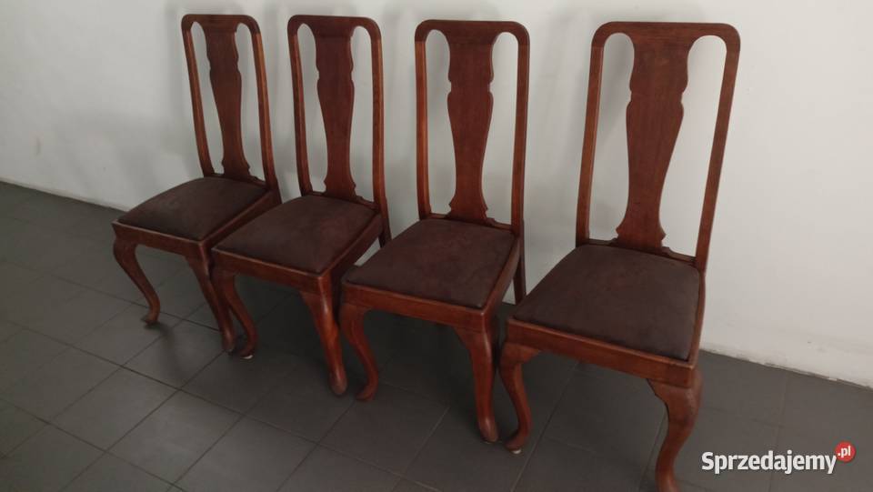 Stół rozkładany z 4 krzesłami dębowe antyk śląskie Radzionków