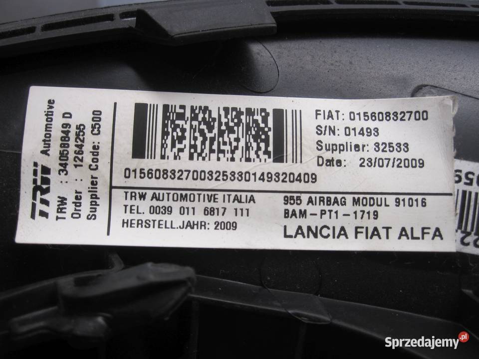 ALFA ROMEO MITO 10r AIRBAG poduszka kolanowa Kielce sprzedam