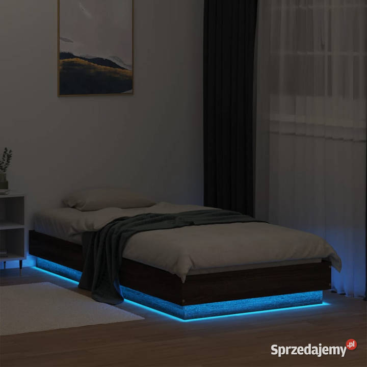 Rama łóżka z oświetleniem LED brązowy dąb 90x190 Warszawa
