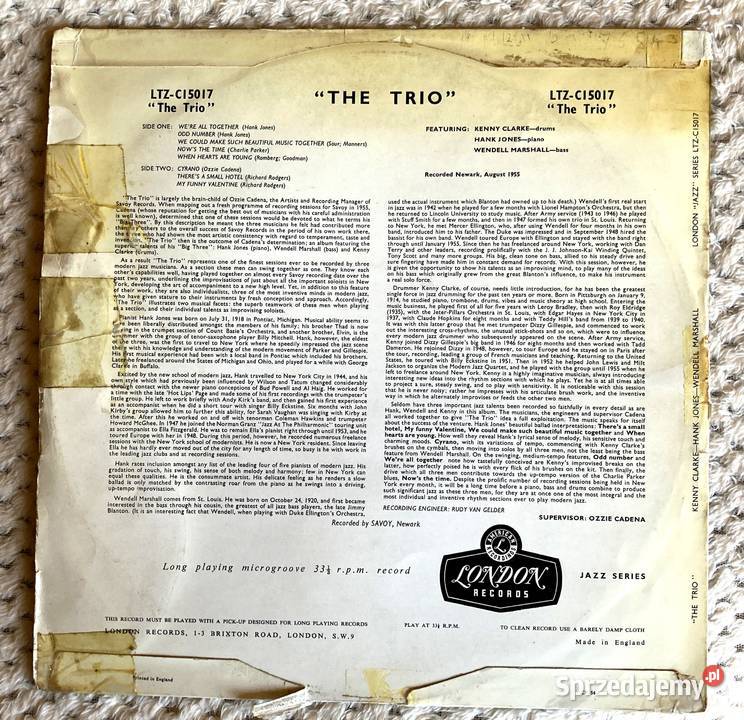The Trio Hank Jones Wendell Marshall And Kenny Szczecin sprzedam