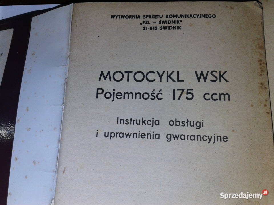 WSK oryginalna fabryczna instrukcja obslugi z Kęty sprzedam
