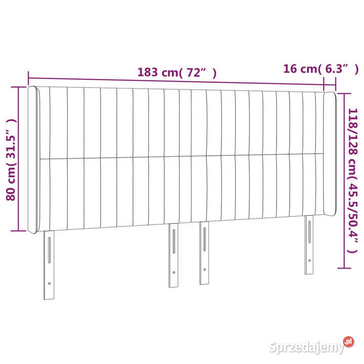 Zagłówek do łóżka z LED czarny 183x16x118128 Warszawa