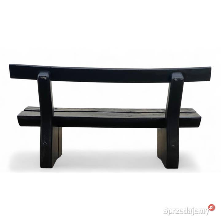 Surowa czarna ławka z litego drewna masywna